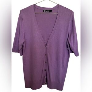 New York & Company Lilac Button-Up Sweater Cardigan L